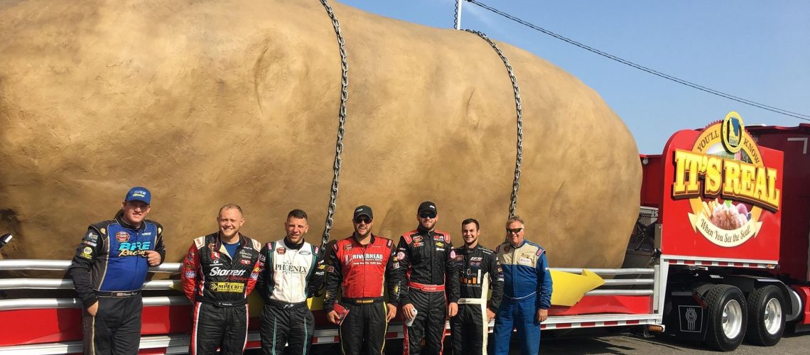 Modified NASCAR drivers in front of the #bigidahopotato!
